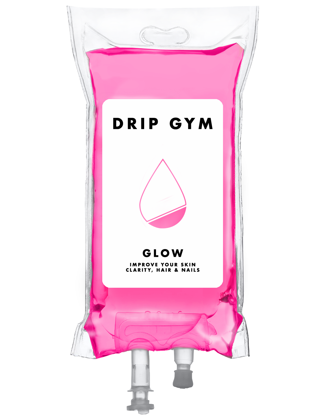 Glow glutathione IV drip bag illustration — skin‑brightening antioxidant therapy, DripGym NYC