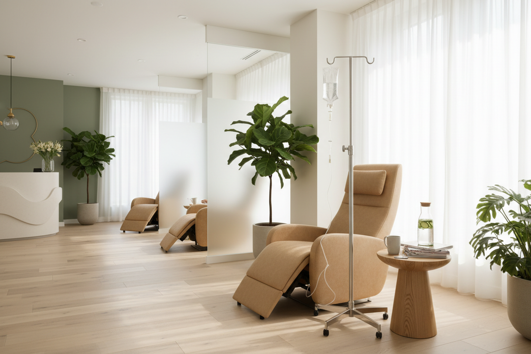 IV infusion (1–4 hours in lounge setting)